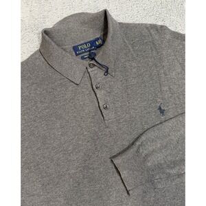 Polo Ralph Lauren Polo Shirt Men's XL Gray Long Sleeve Pima Cotton Pullover READ